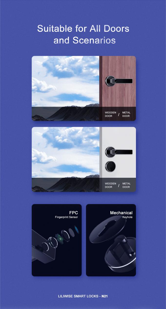 Basit Siyah Akıllı Bluetooth Kapı Kilidi Parmak İzi Bluetooth Uzaktan Kumanda 1