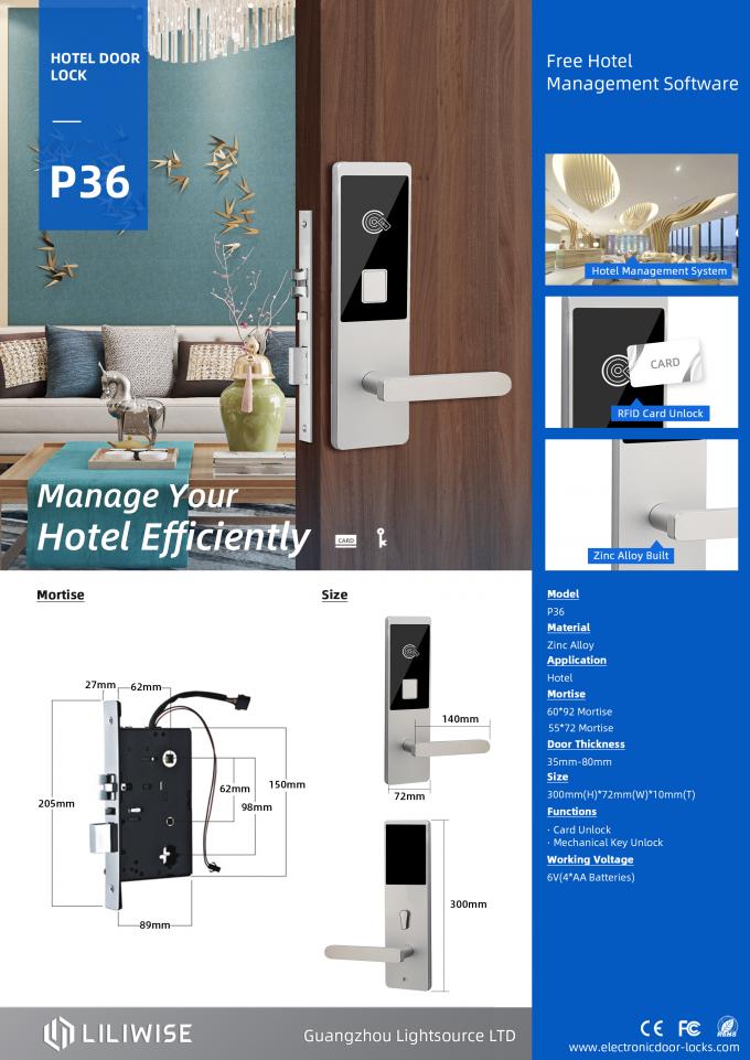 RFID Swipe Anahtar Kart Okuyucu Otel Kapı Kilitleri / Güvenlik Elektronik Manyetik Kilit 0
