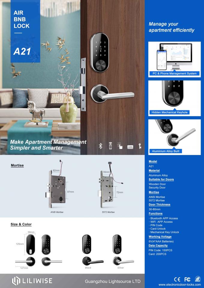 Apartman Kapı Kilitleri WiFi Bluetooth Erişim Bölünmüş Airbnb Için Anti Hırsızlık Dijital Şifre Kapı Kilidi 0
