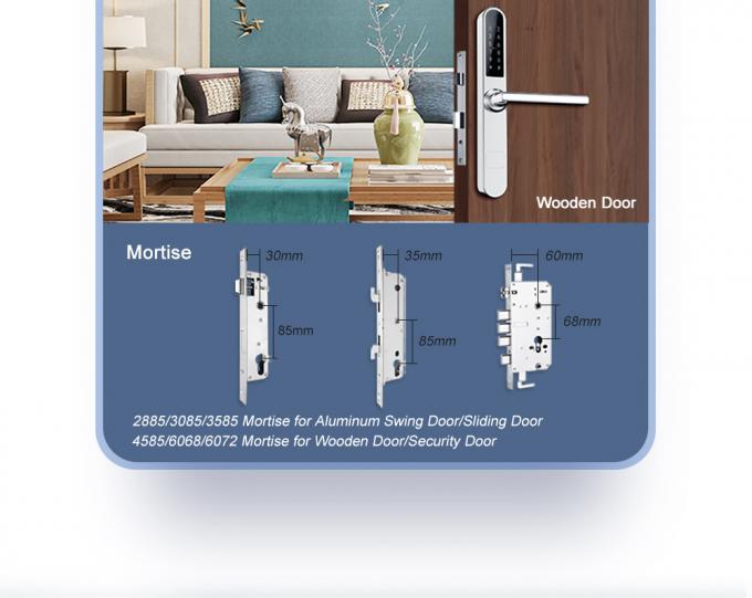 WiFi APP Erişim Bluetooth Kapı Kilidi Parmak Izi Kapı Kilidi 38mm Genişlik Ince Panel Gümüş Renk 0