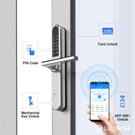 WiFi APP Erişim Bluetooth Kapı Kilidi Parmak Izi Kapı Kilidi 38mm Genişlik Ince Panel Gümüş Renk