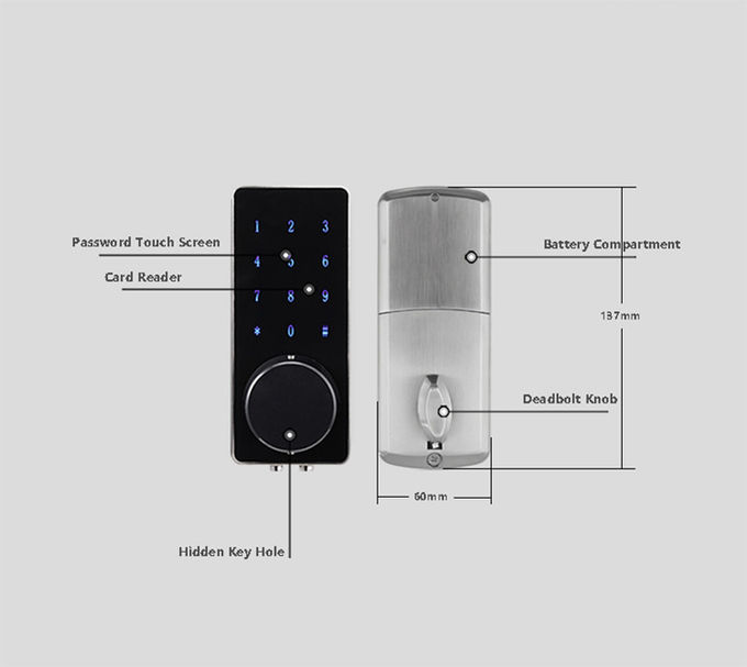 APP Kontrolü Uzaktan Ön Kapı Kilidi, Akıllı Bluetooth Kendiliğinden Kilitlenen Kapı Kilidi 3