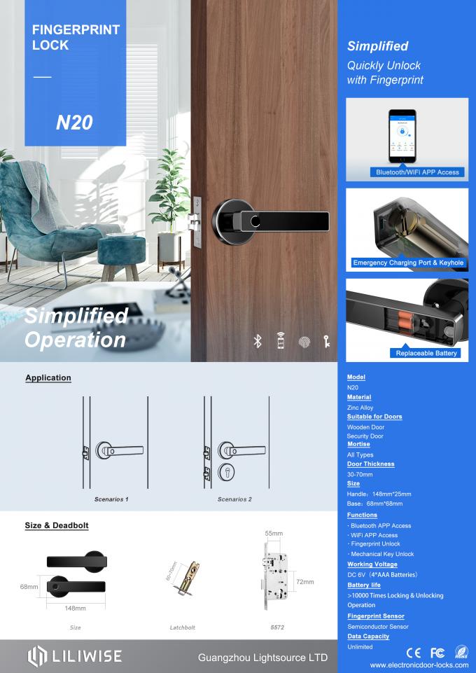 Emniyet Kilitleri Kablosuz Bluetooth Uzaktan Kumanda WiFi Parmak Izi Elektronik Kapı Kolu Kolu Kilidi 1