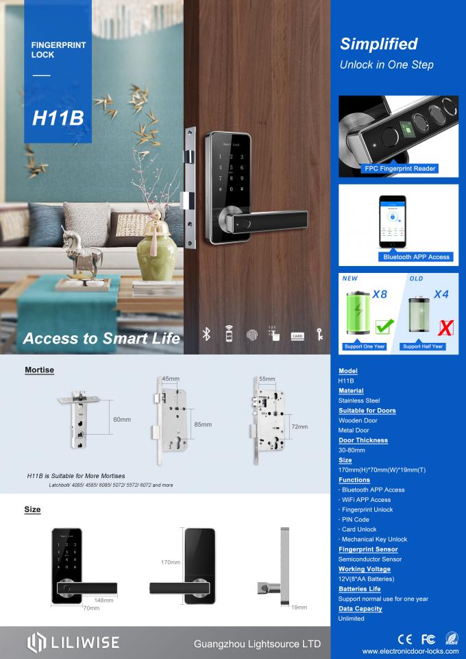 Ev / Açık Parmak İzi Dijital Kablosuz Mandalı Kilidi için OEM Akıllı Kod Kapı Kilidi 3
