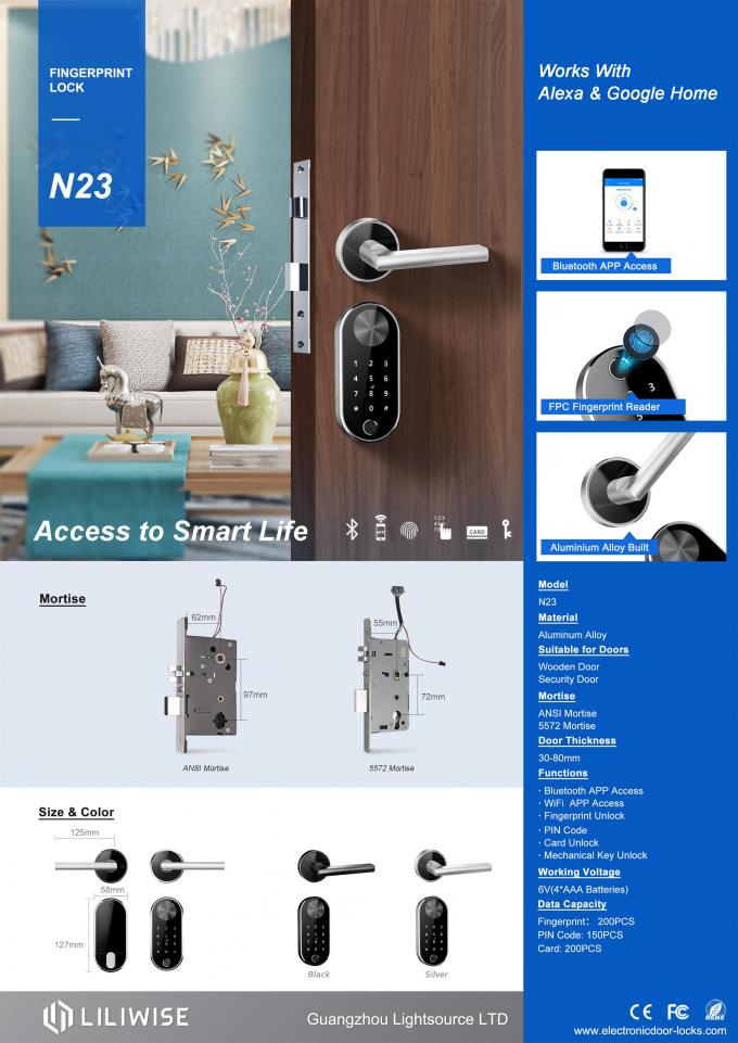 Elektronik Kapı Kilitleri Alüminyum Alaşımlı Biyometrik Bluetooth Kapı Kilidi 0