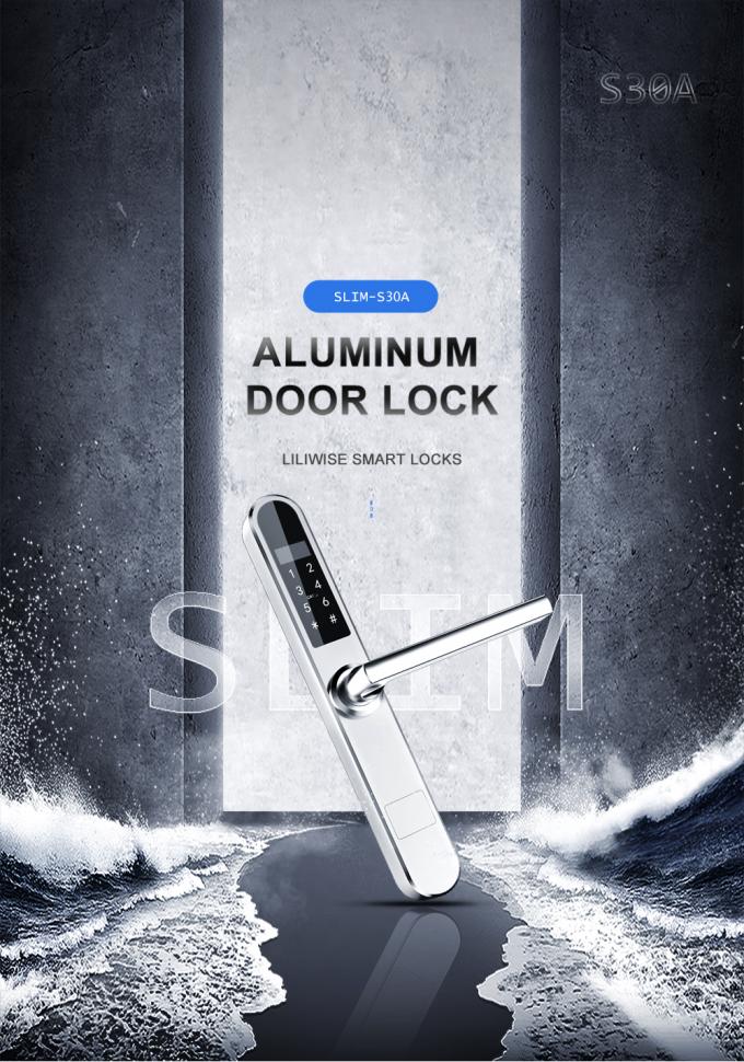 Akıllı Alüminyum Kapı Kilidi, Siyah Alüminyum Alaşımlı Otel Anahtar Kartı Kilidi 0
