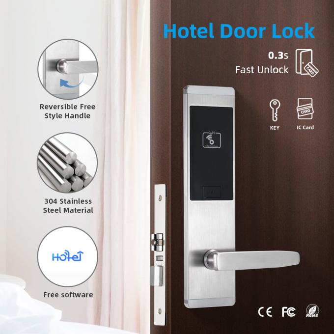 Çinko Alaşım Siyah Otel ANSI Mortise MF1 Kart Tipi ile Anahtar Kart Kapı Kilitleri 0