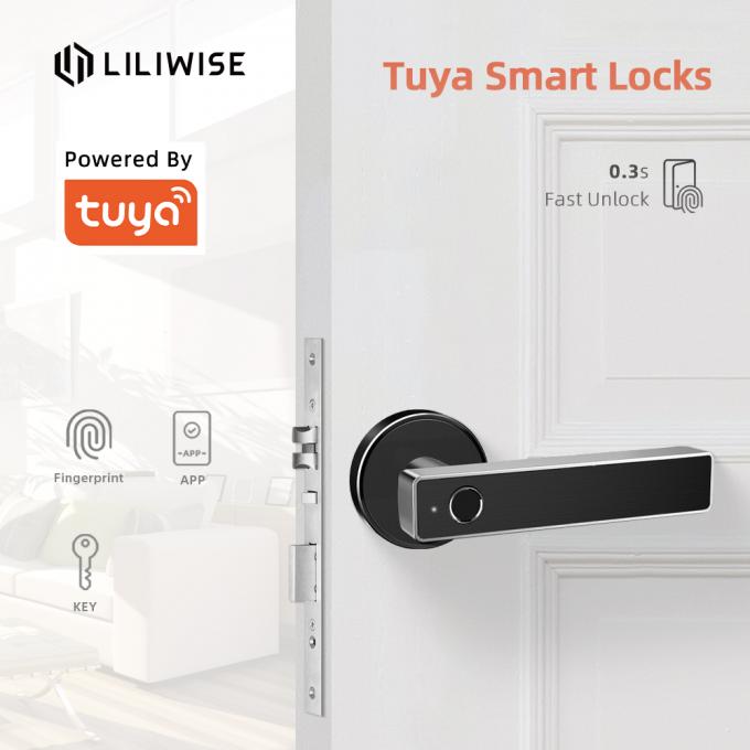 Tuya WiFi App Bluetooth Kapı Kilidi Biyometrik Parmak İzi Kapı Kolu Dijital Anahtarsız Akıllı Kapı Kilidi 0