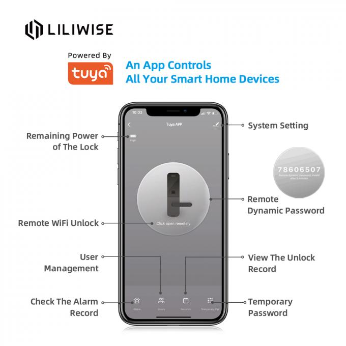 Tuya WiFi App Bluetooth Kapı Kilidi Biyometrik Parmak İzi Kapı Kolu Dijital Anahtarsız Akıllı Kapı Kilidi 1