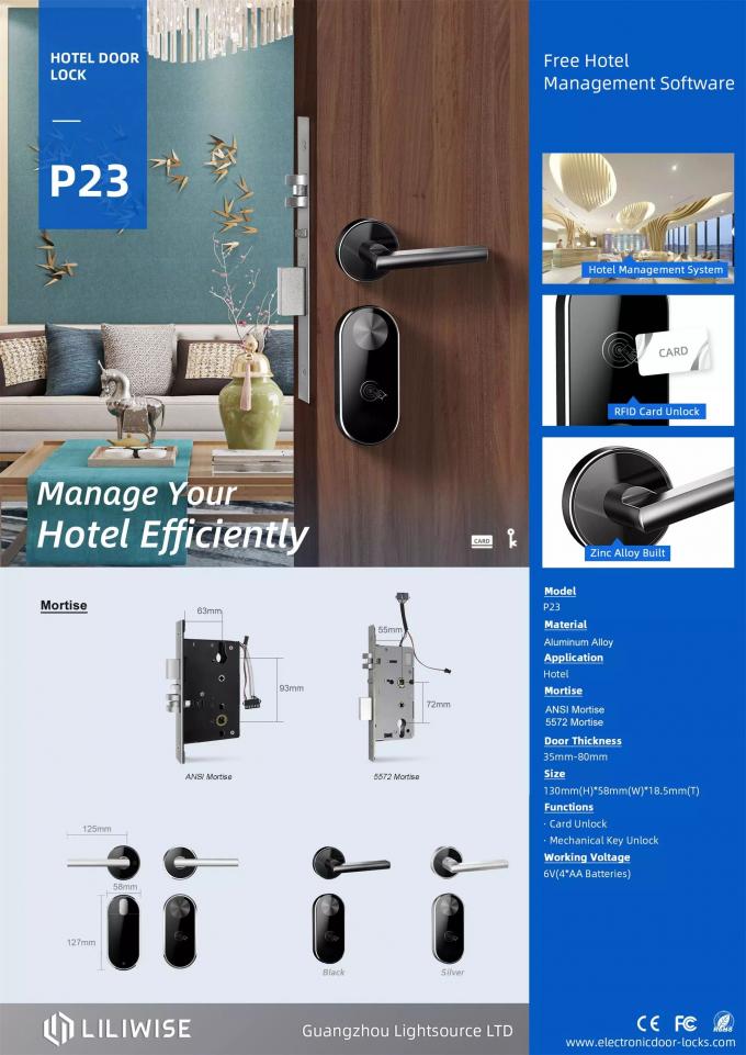 Akıllı RFID Otel Kapı Kilitleri Kaydırmalı Anahtar Kart Okuyucu Güvenlik Elektronik Odası 0