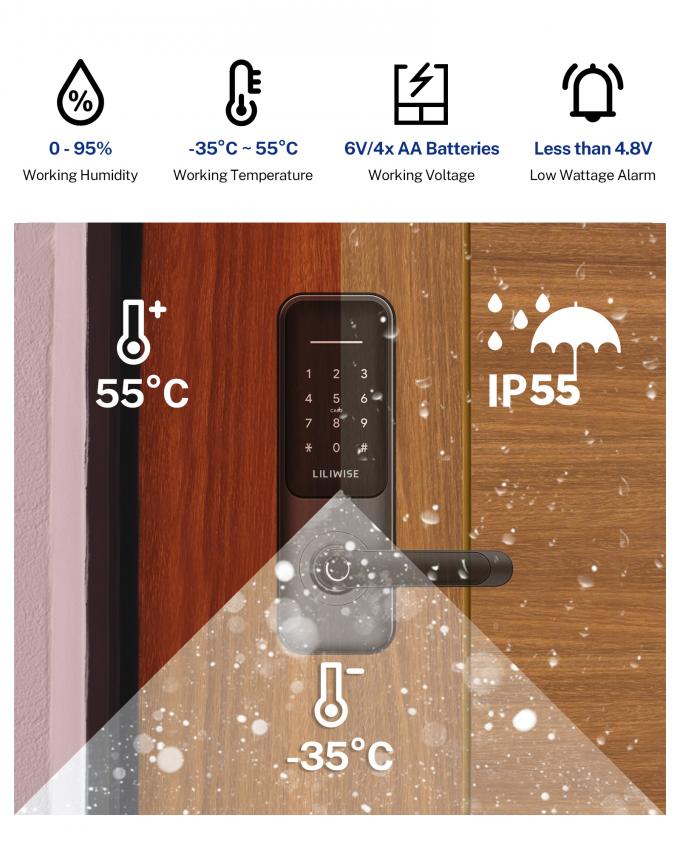 Yüksek Güvenlikli Parmak İzi Ttlock Akıllı Kilit Tuya WIFI BLE Dijital Akıllı Kapı Kilidi 2