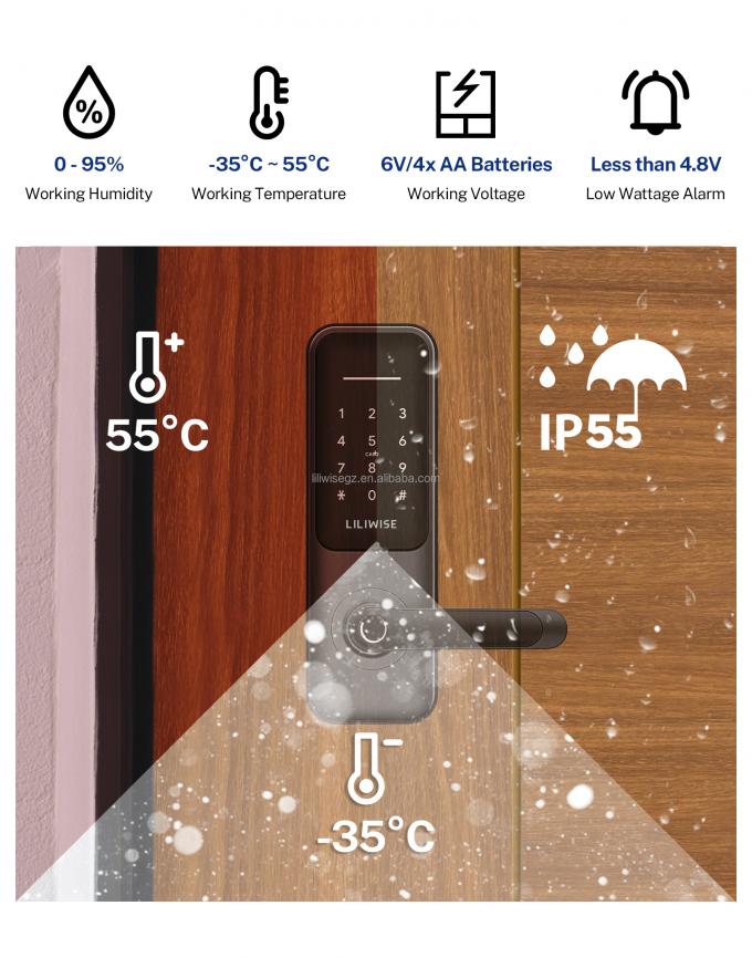 Tuya WiFi BLE Akıllı Parmak İzi ve Tuş Takımı ile Akıllı Kapı Kilidi 3