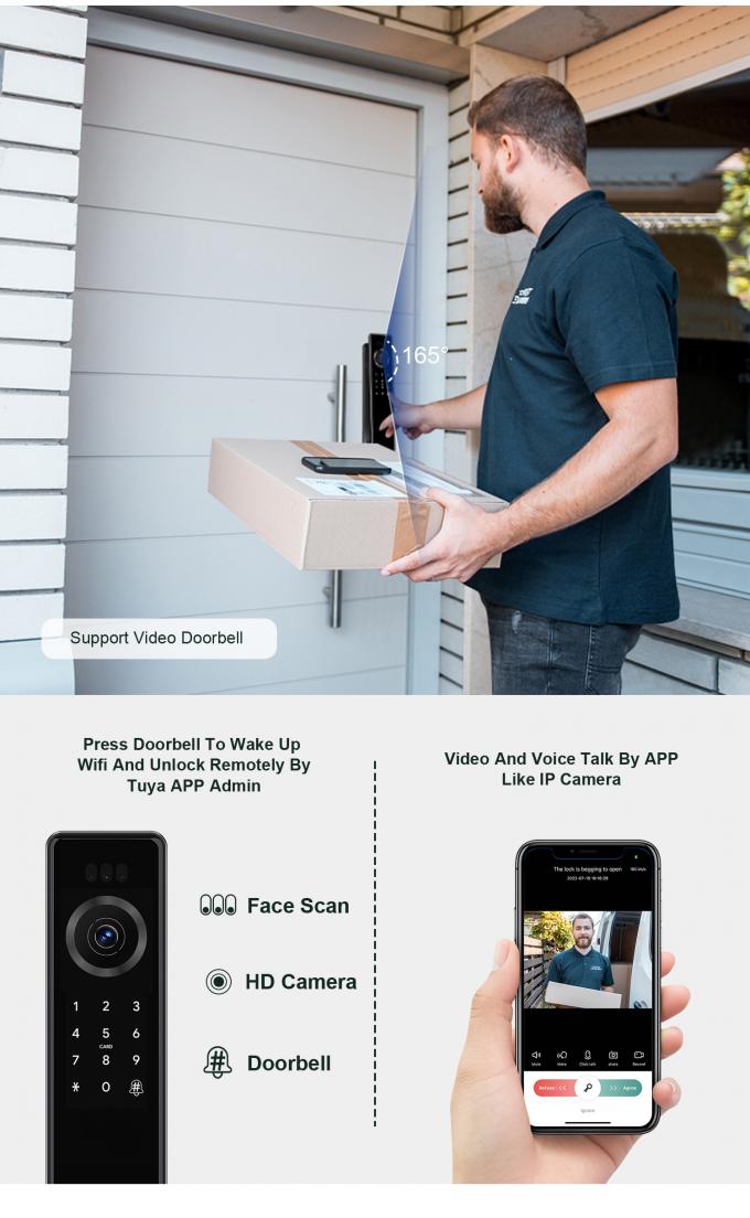 Liliwise Fechadura Dijital Tuya Akıllı Cerradura Wifi G&uuml;venlik Kablosuz Şifre Anahtarsız Kamera ile Akıllı Kapı Kilitleri 8