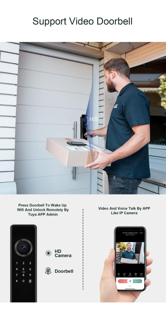 Liliwise Tuya Ttlock Cerraduras Electrices Wifi Parmak izi Dijital Kamera Akıllı Kapı Kilitli Kamera 8