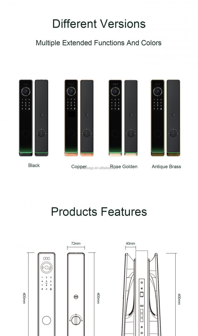 Liliwise su ge&ccedil;irmez parmak izi akıllı kilit Ttlock Tuya y&uuml;z tanıma wifi 3D kamera wifi ile akıllı kapı kilidi 16