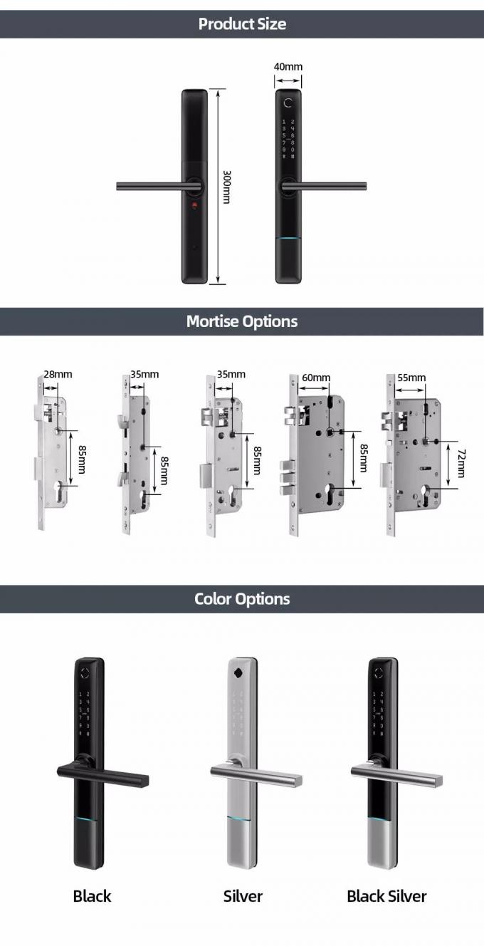 Liliwise Su ge&ccedil;irmez paslanmaz &ccedil;elik dijital parmak izi kapı kilidi TTlock Akıllı Kapı kilidi BLE Wifi Slim Akıllı kilidi 10